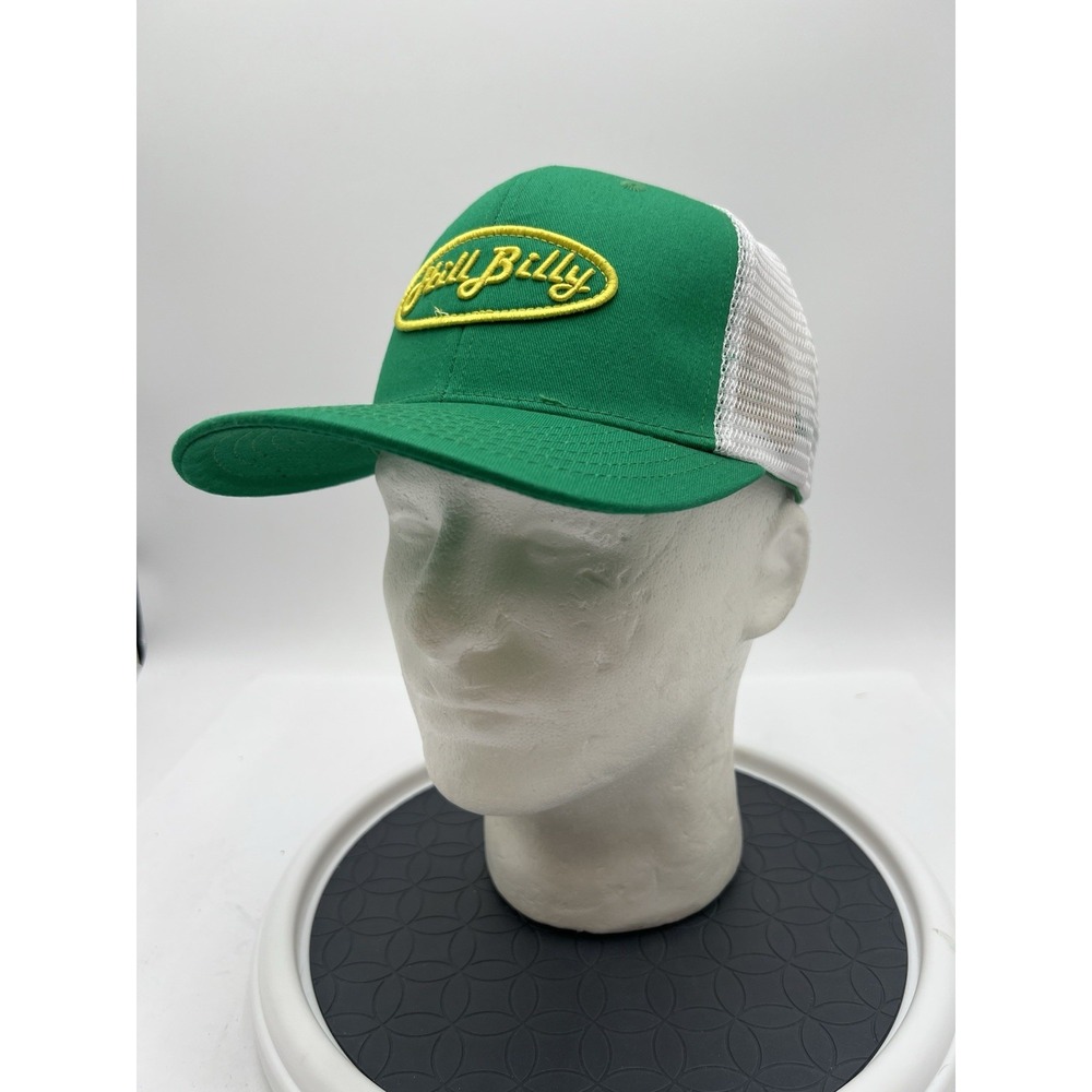 HillBilly Brand Trucker Hat Green White Mesh Snapback Logo Cap NWT